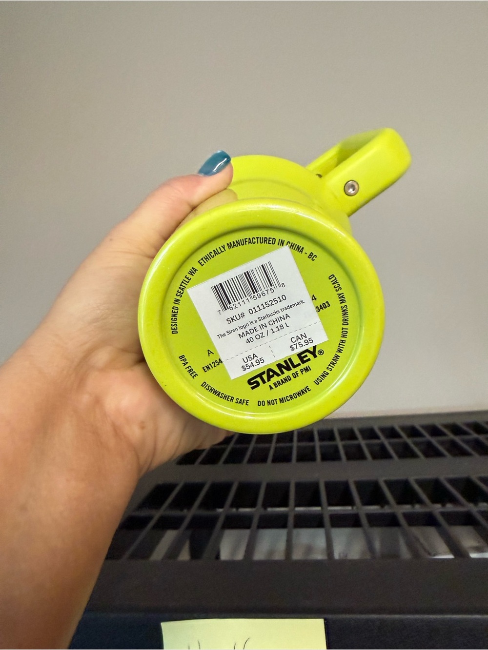 Stanley Neon Yellow Travel Tumbler with Handle and Straw - Picture 3 of 4